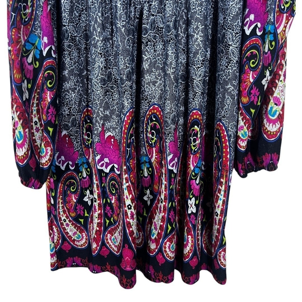 White Mark Paisley Floral Knit Dress Black Pink Embroidered Cottagecore Size L - Picture 5 of 8